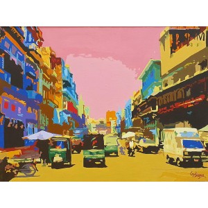 Gul-e-Shazma, 18 x 24 Inch, Oil on Canvas, Cityscape Painting, AC GES CEAD 004